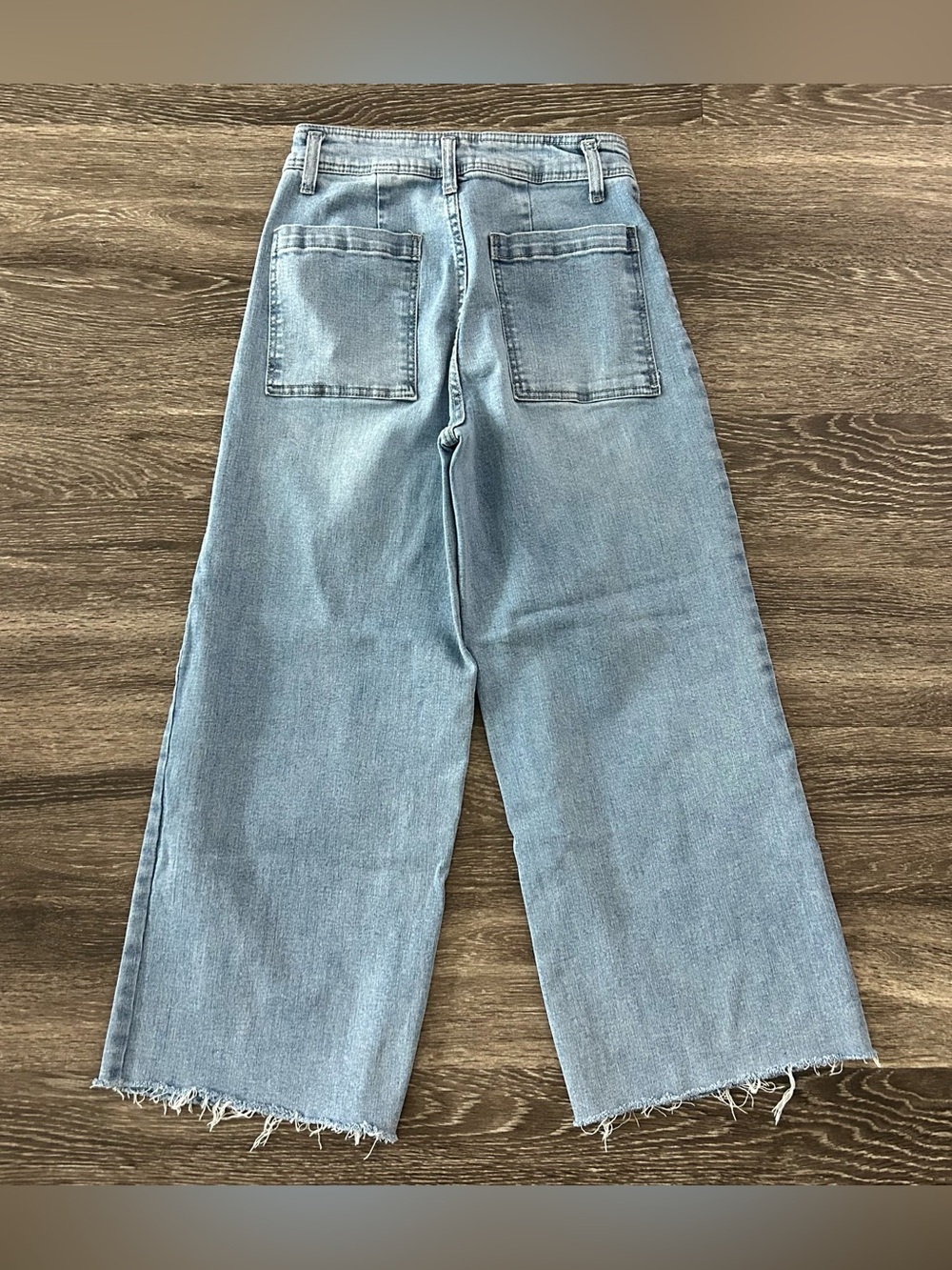 Oat New York Light Blue Wide-Leg Frayed Hem Jeans - Picture 4 of 11